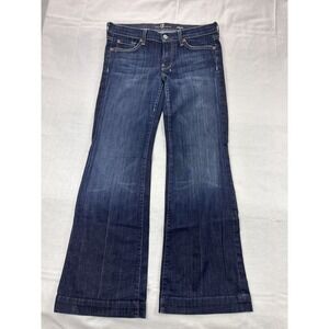 7 For All Mankind Dojo Wide Leg Trouser Jeans Dark Wash Stretch Size 28